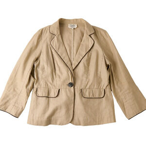 Y2K Tara Jarmon Blazer Jacket Women's 4 Linen Parisian Chic Old Money Academia